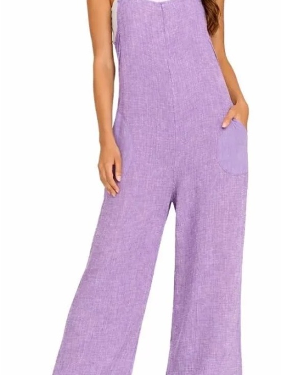 Zenana Outfitters Pants - Zenana Outfitters Lilac Wide-Leg Jumpsuit